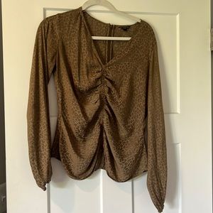 Guess animal print tan  blouse.